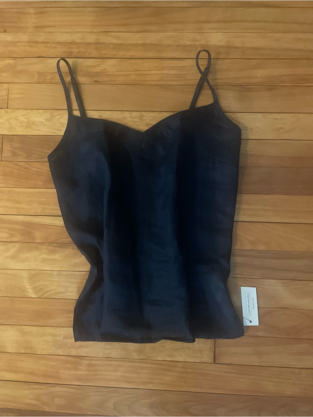 intimissimi Black Silk Spaghetti Strap Cami